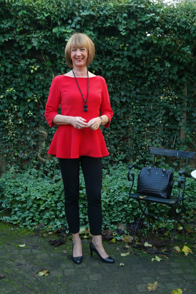 Red peplum top
