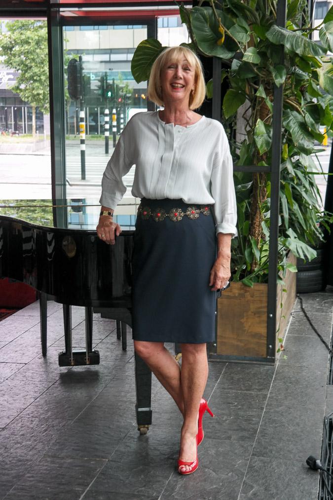 Blue pencil skirt