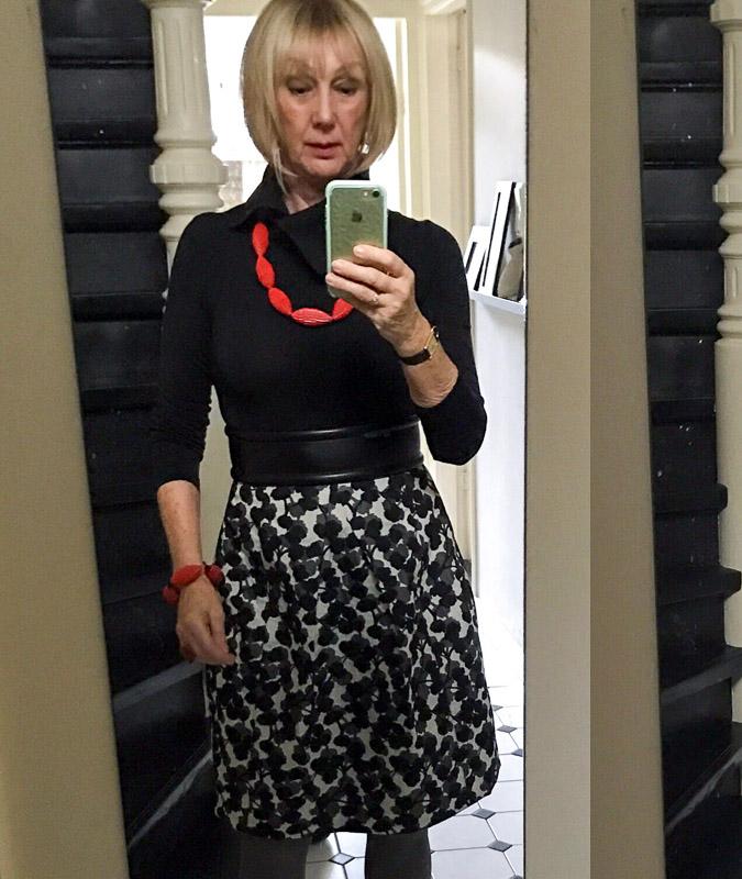 Black, white and grey flower skirt