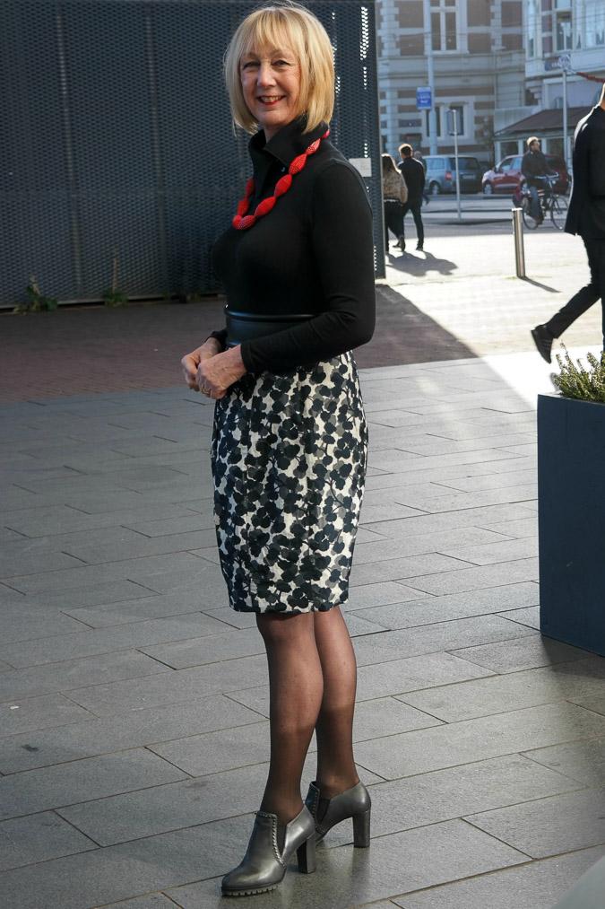 Black, white and grey flower skirt