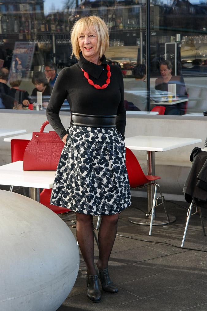 Black, white and grey flower skirt