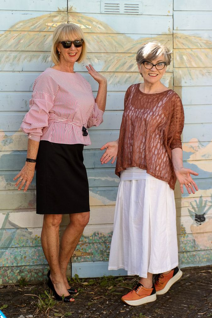 Red and white striped blouse and Misja Beijers