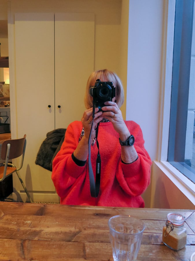 orange sweater