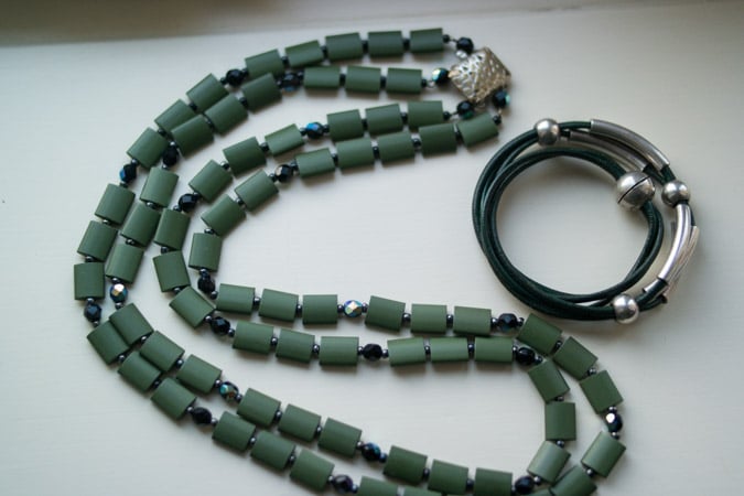 green necklace and bracelet