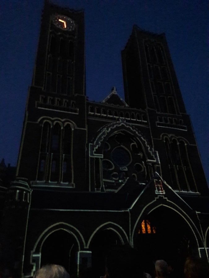 Basilica St Bavo by night
