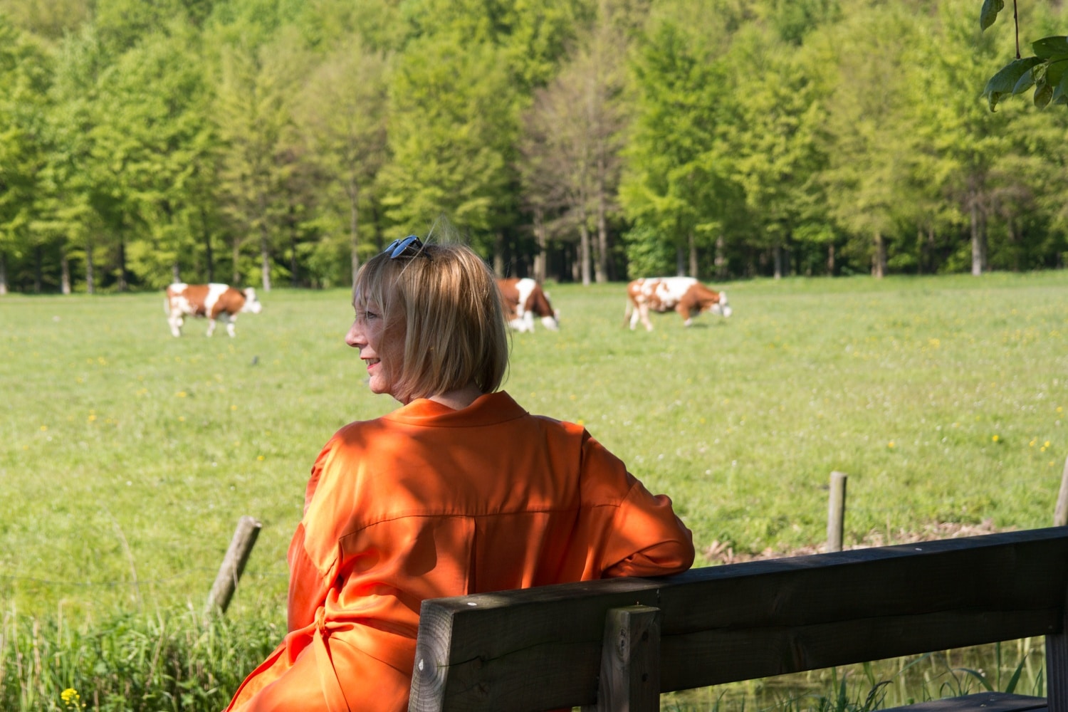 Orange trouser suit