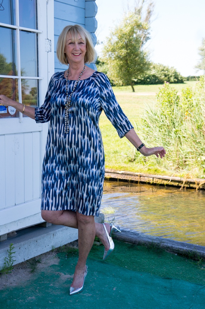 Blue and pink striped summer dress
