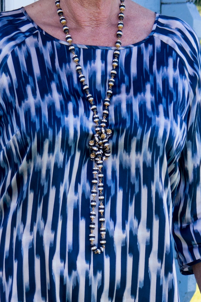 Blue and pink striped summer dress