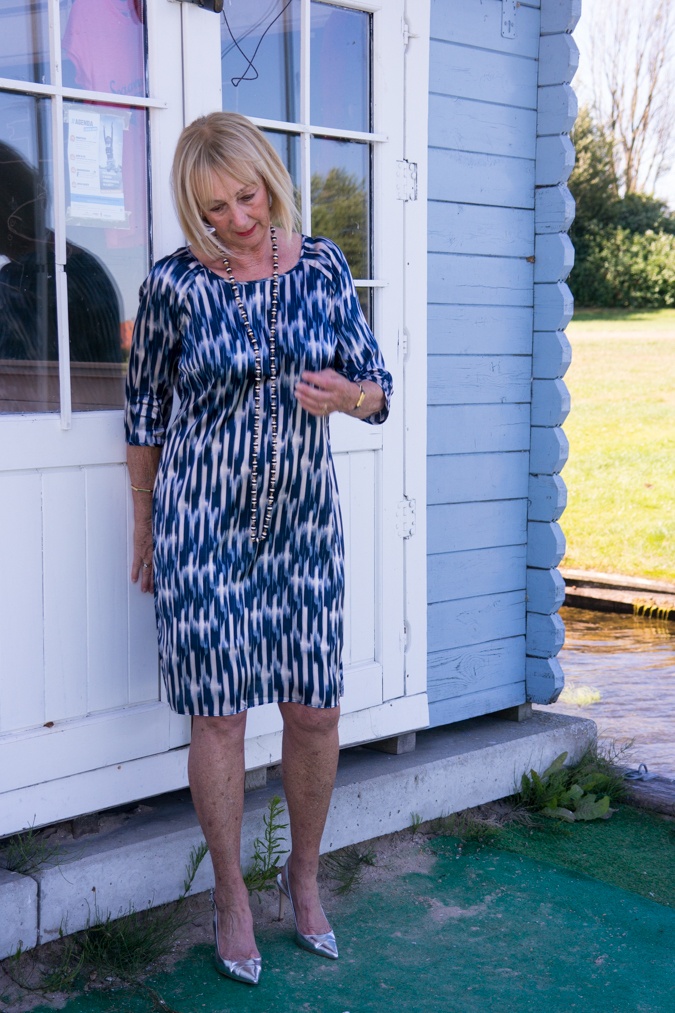 Blue and pink striped summer dress