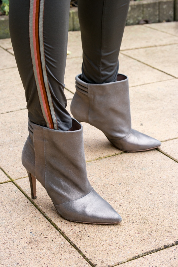 silver high heeled ankle boots