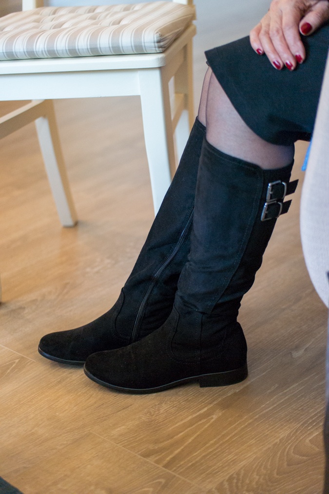 Black suede boots