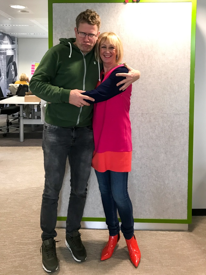 With colleague Wouter in the office