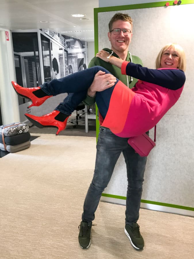 With colleague Wouter in the office