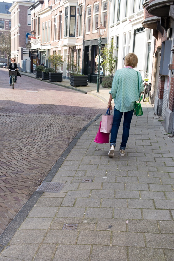 Green shirt with pink sequins