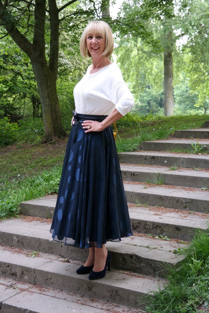 Wide blue skirt