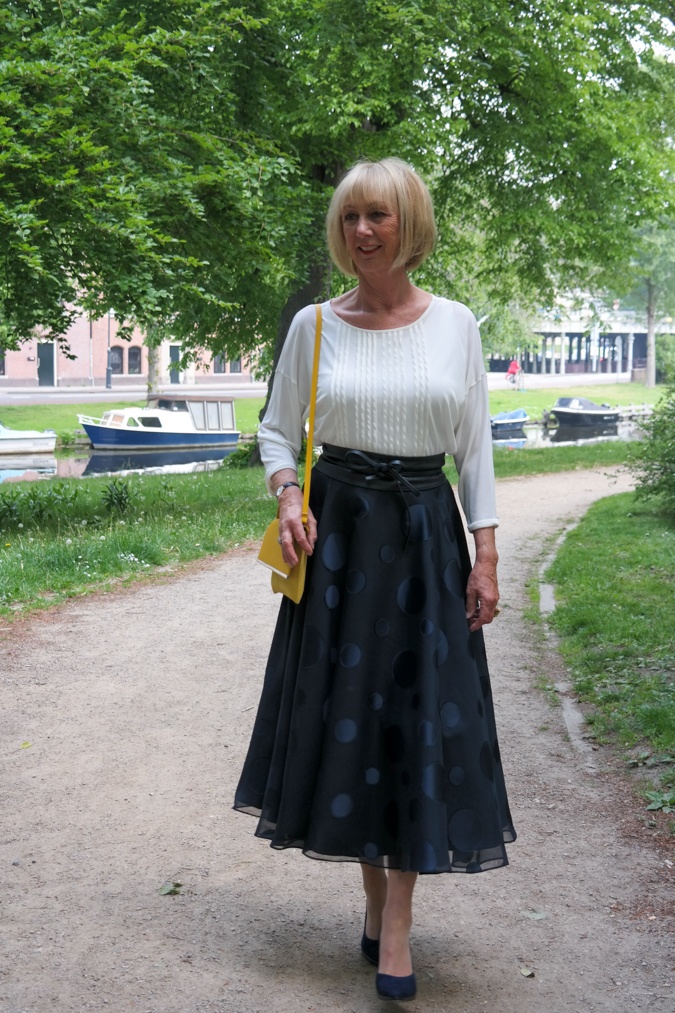 Wide blue skirt
