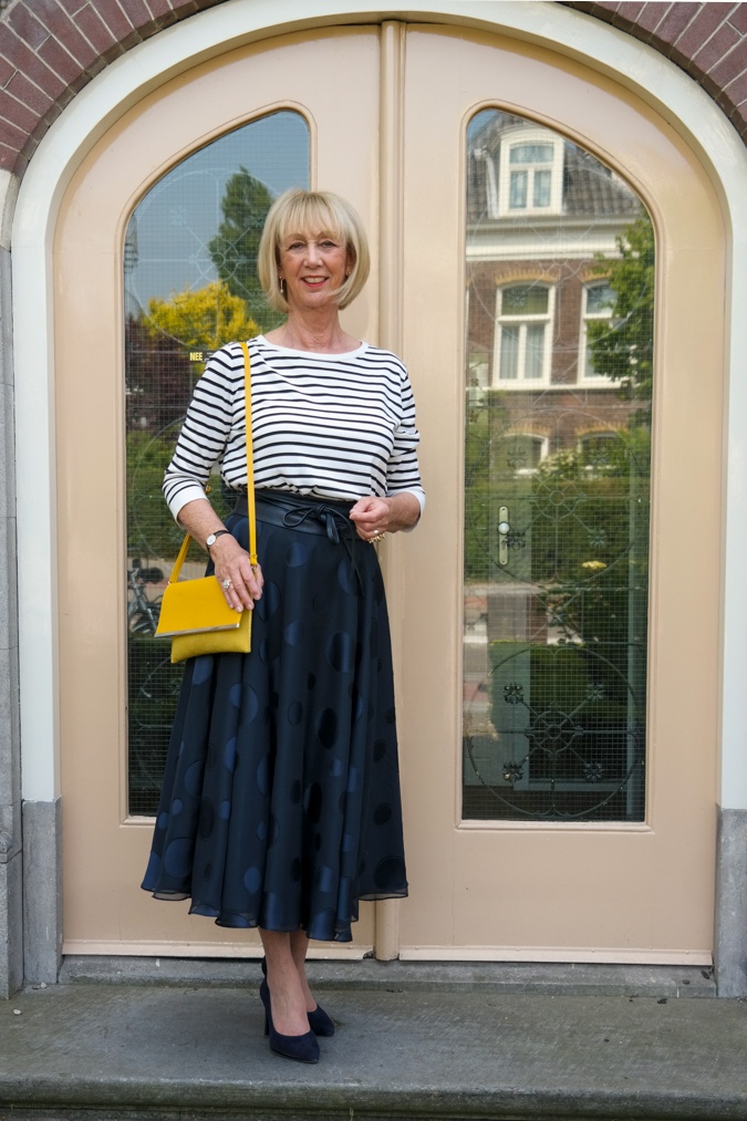 Wide blue skirt