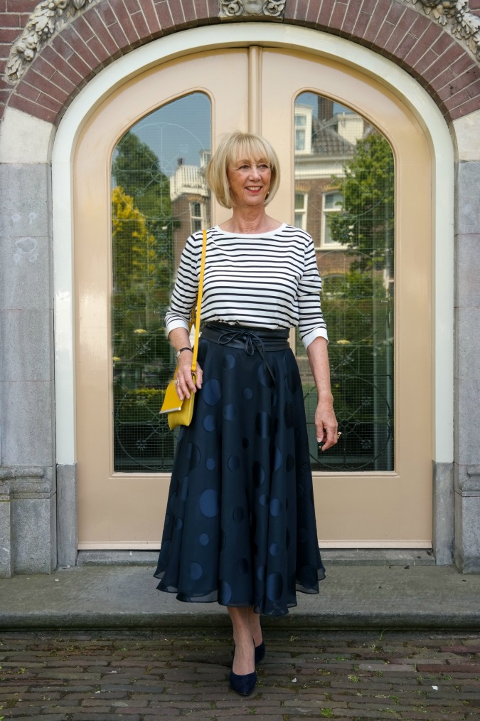 Wide blue skirt