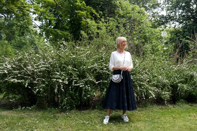 Wide blue skirt