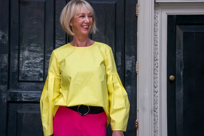 bright pink trousers