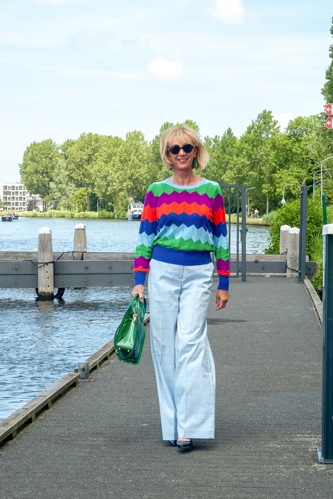 Wide blue trousers