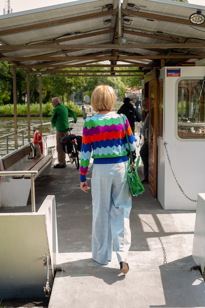 Wide blue trousers