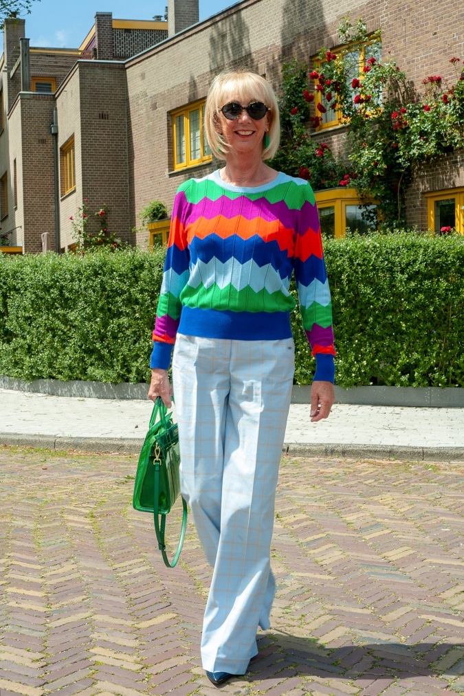 Wide blue trousers
