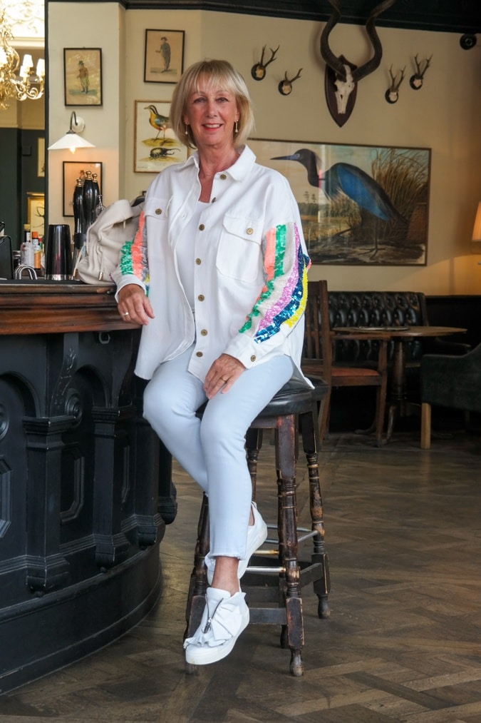 Jacket with sequinned sleeves