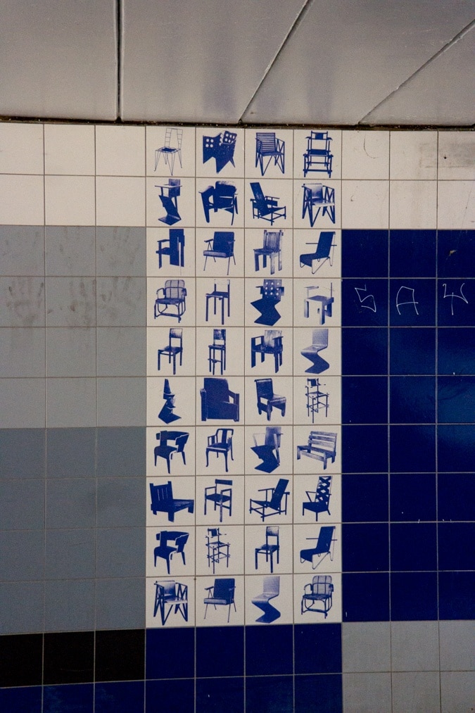 Gerrit Rietveld chairs in blue