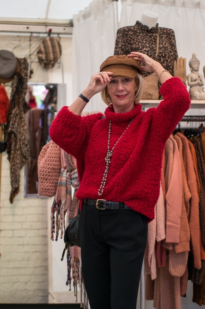 Big red fluffy jumper