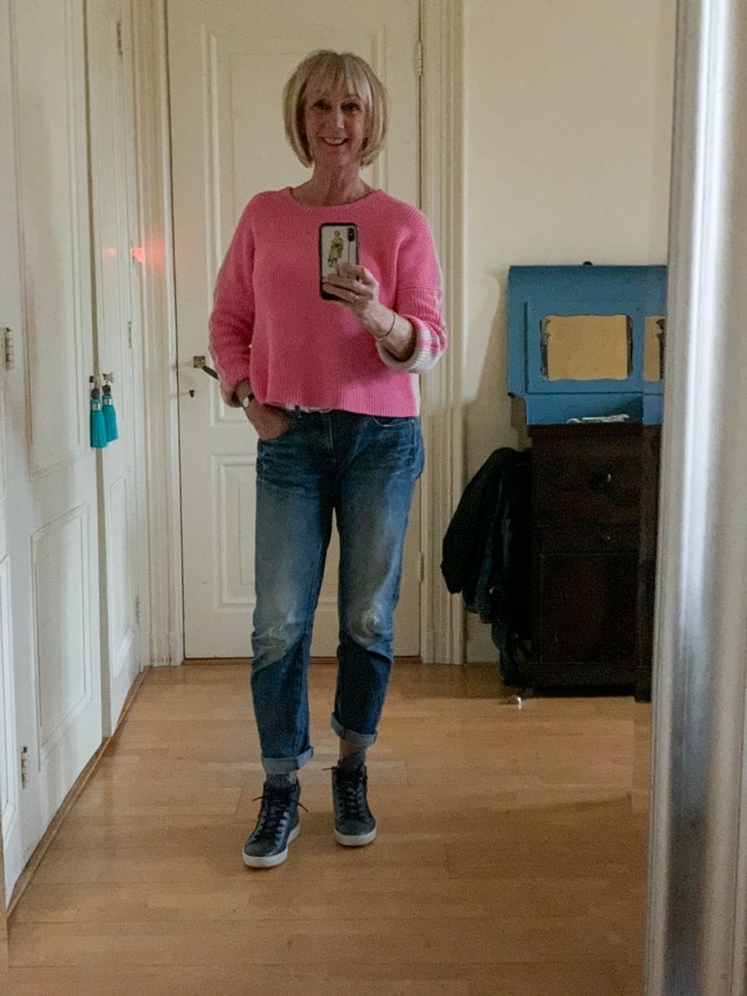 bright pink jumper 