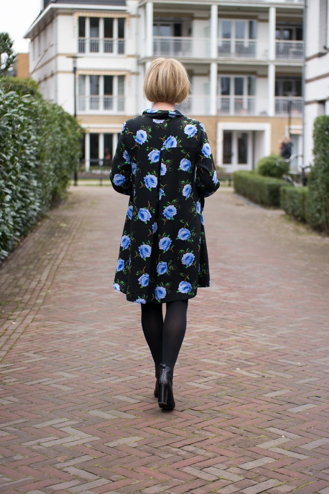 black dress with blue flowers by Essentiel