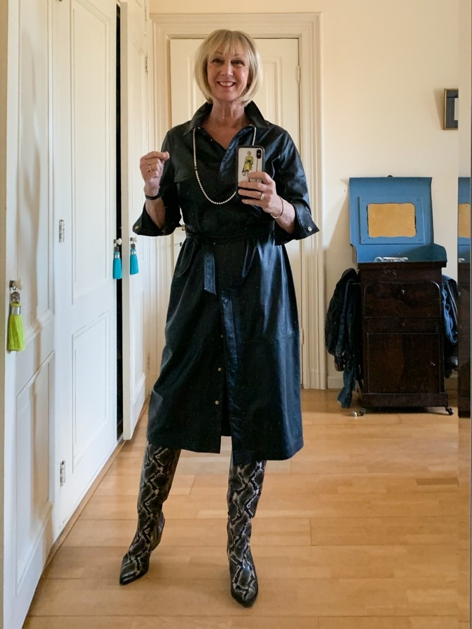 black leather dress