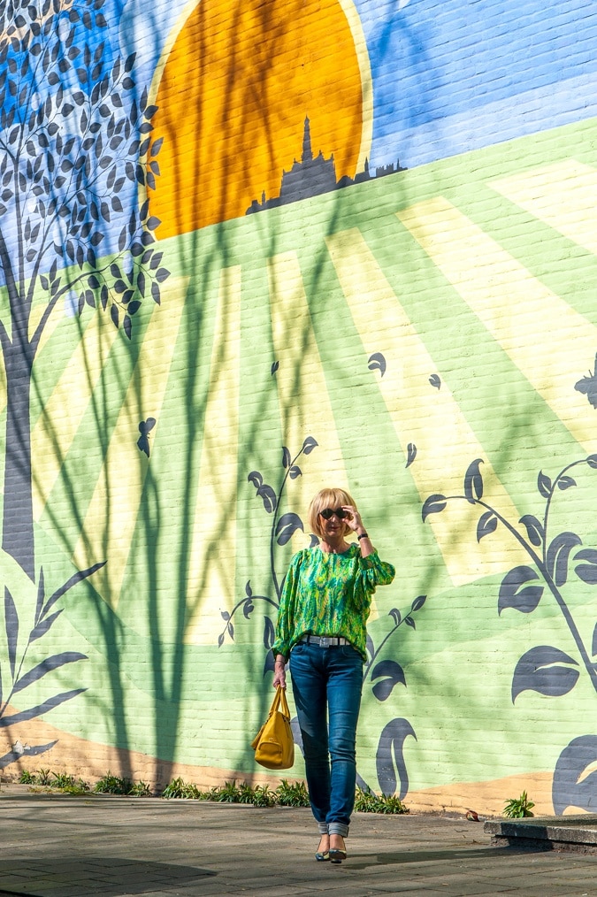 Green and yellow silk blouse, so pretty.