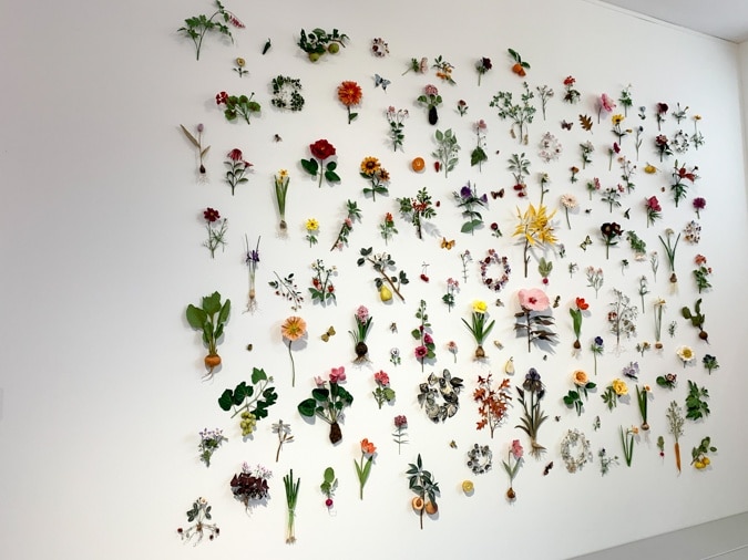 Botanical paper art wall by Ann Wood