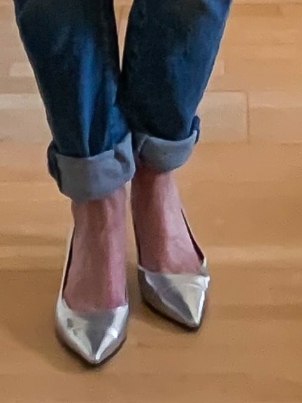 Flat silver shoes