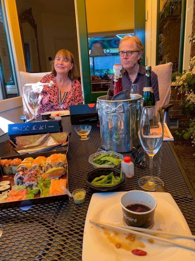 Marla and Georg eating sushi