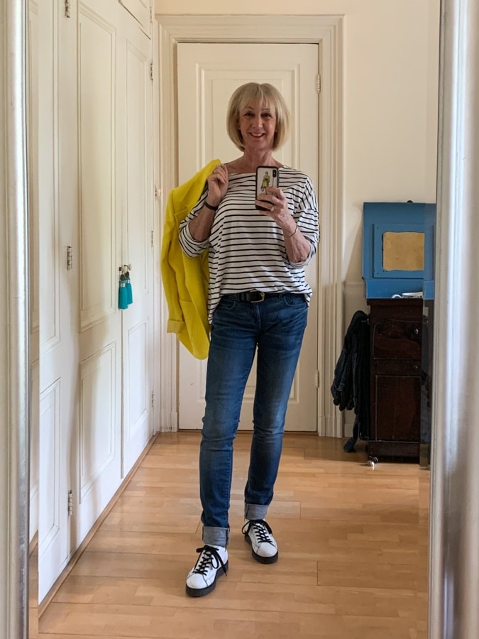Outfit Tuesday yellow jacket