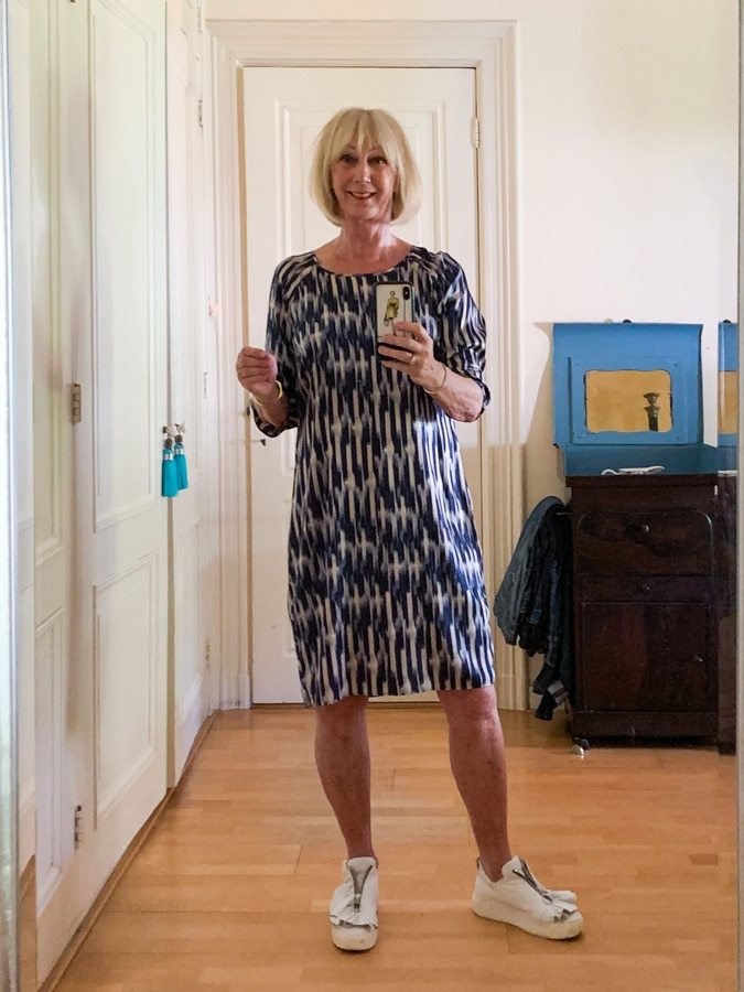 Blue and pink striped dress on a hot Friday