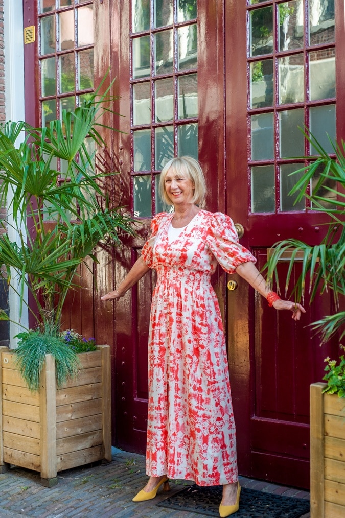 Pink and orange maxi dress