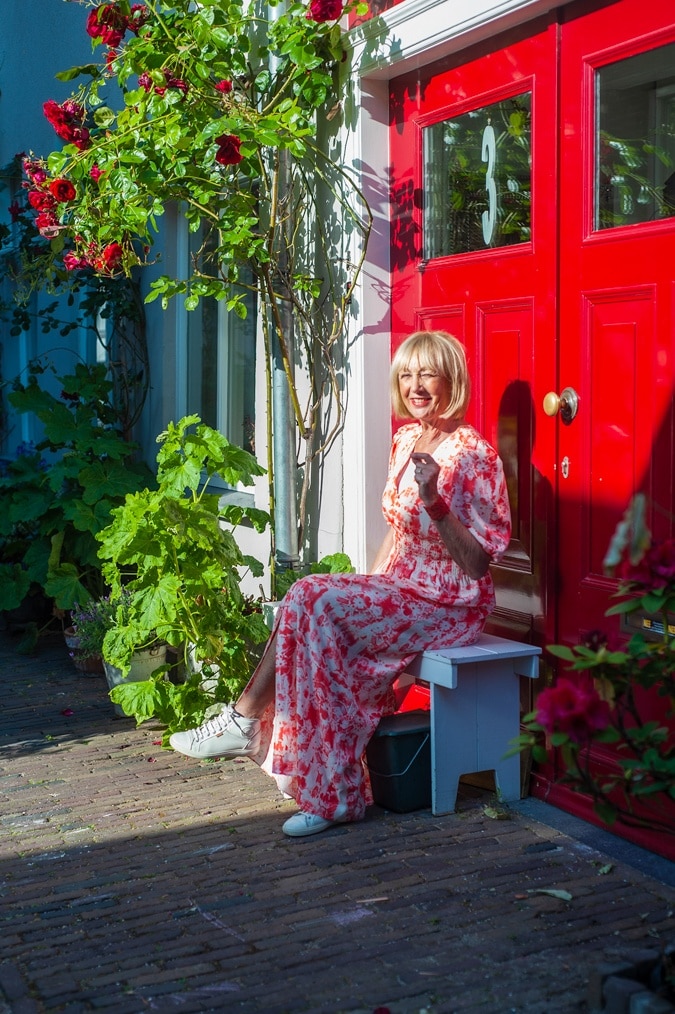 Pink and orange maxi dress