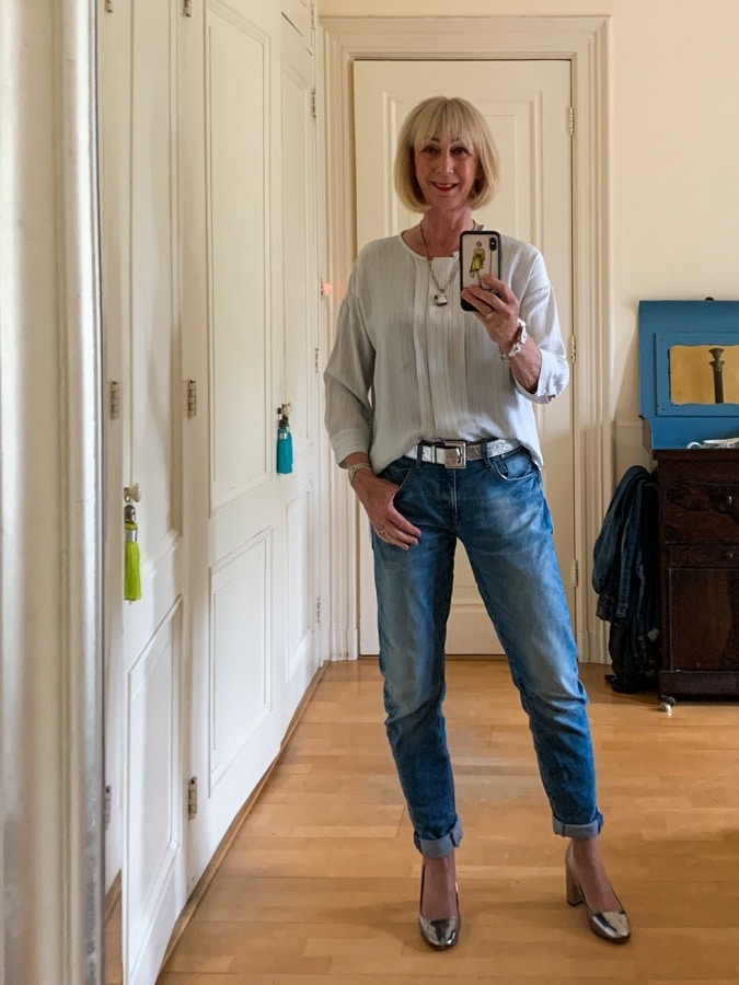 Blue pinstriped shirt