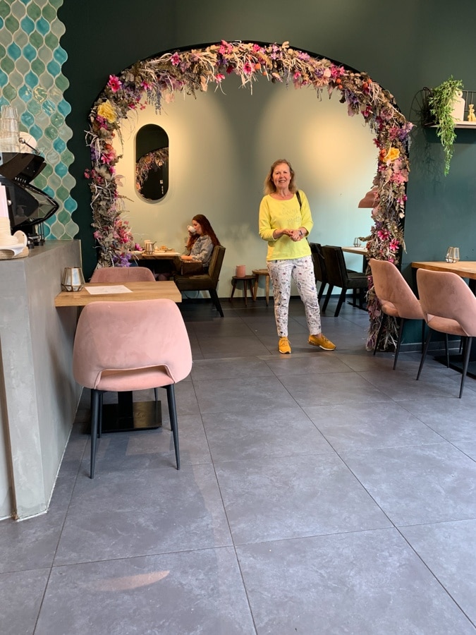 Marjolein at the coffee café