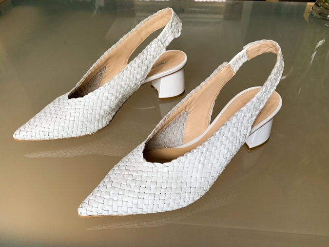 White braided shoes