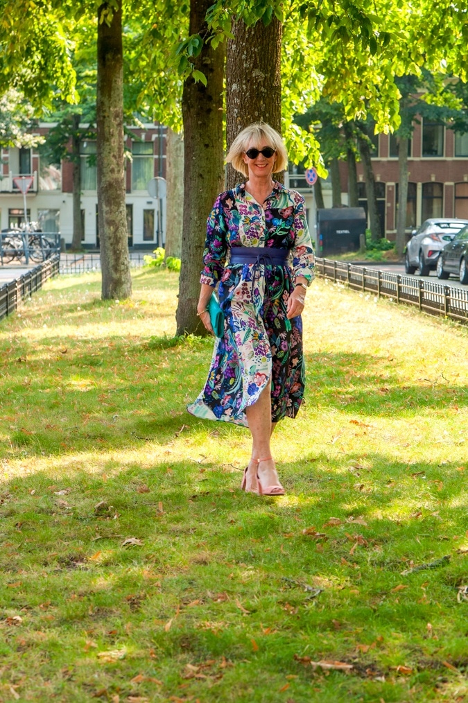 Colourful midi shirt dress