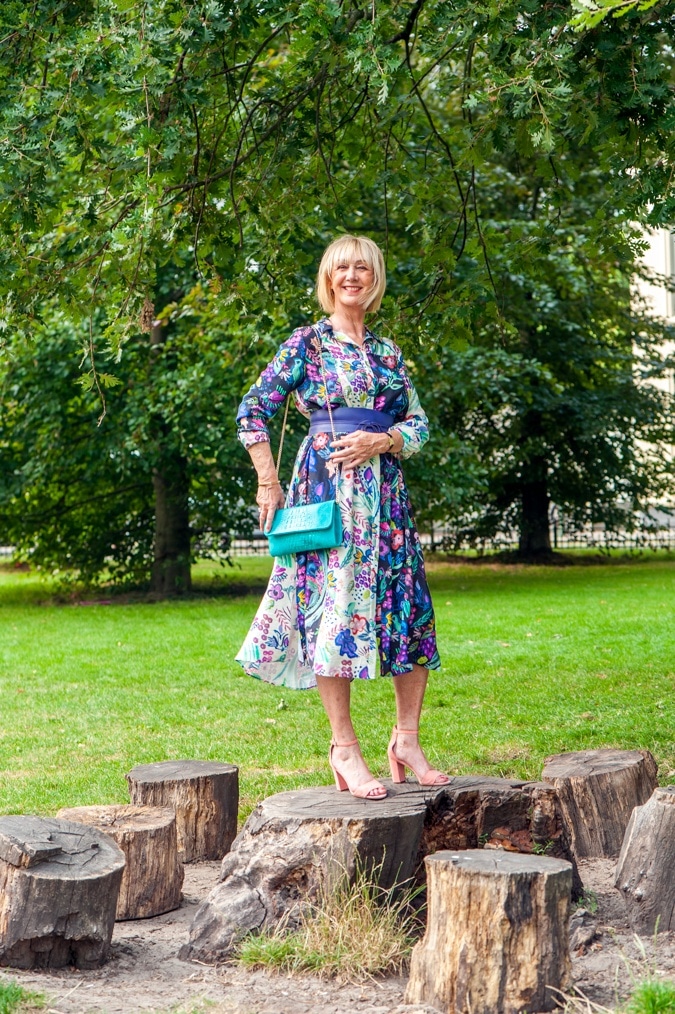 Colourful midi shirt dress