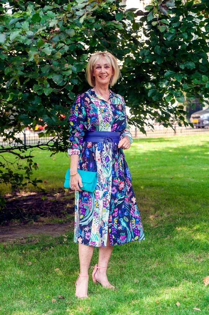 Colourful midi shirt dress