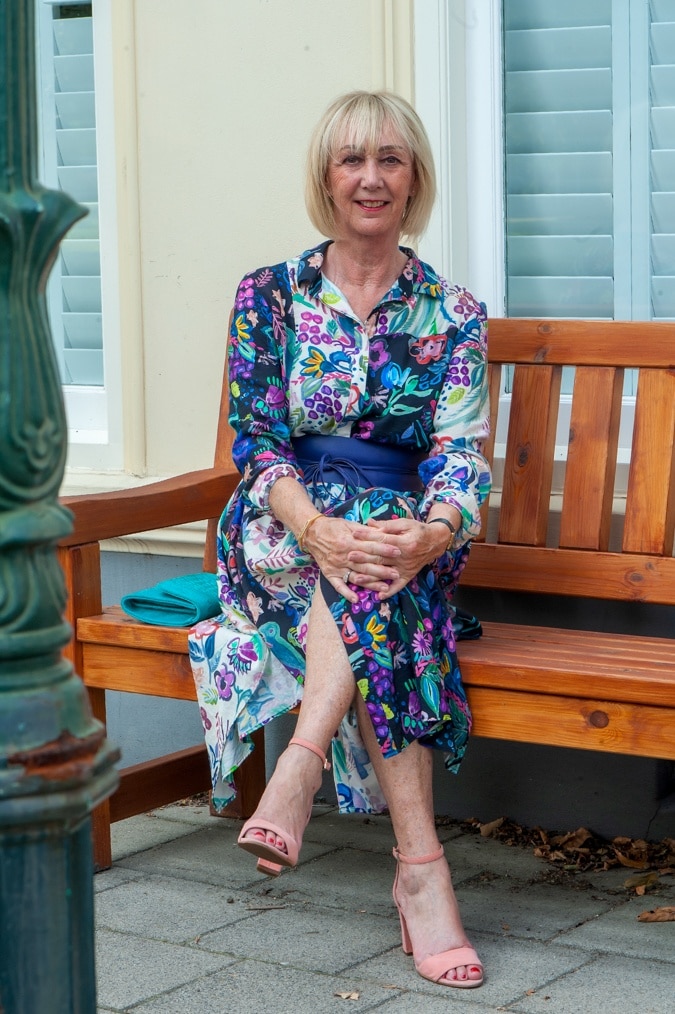 Colourful midi shirt dress