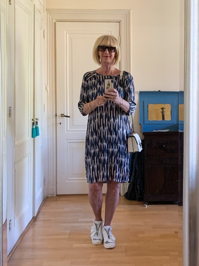 Blue and pink striped summer dress
