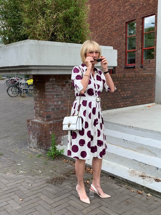 Purple polka dot dress